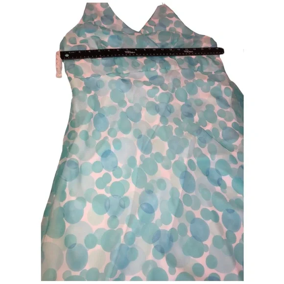 FLP Faith.Love. Fashion size 16 aqua blue & white print halter dress midi length - Picture 3 of 13